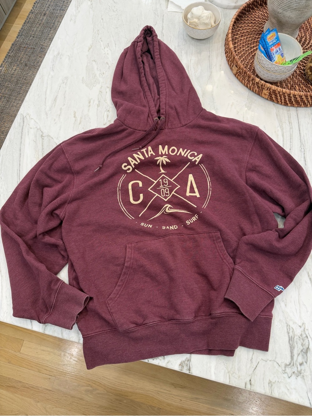 Blue 84 Santa Monica Maroon Crewneck Graphic Hoodie Unisex Medium